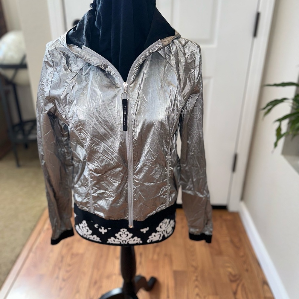 Bcbgeneration Silver Bomber Jacket With High Coll… - image 1